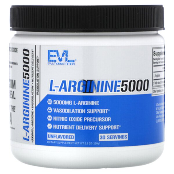 L-Arginine 500, Unflavored, 5.3 oz (150 g) EVLution Nutrition