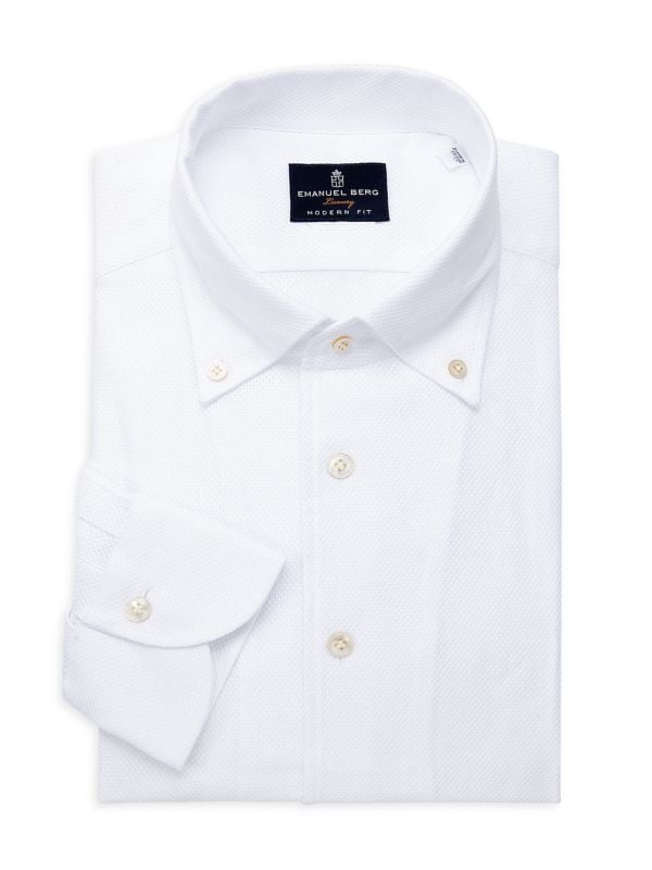 Текстурированная классическая рубашка современного кроя EMANUEL BERG