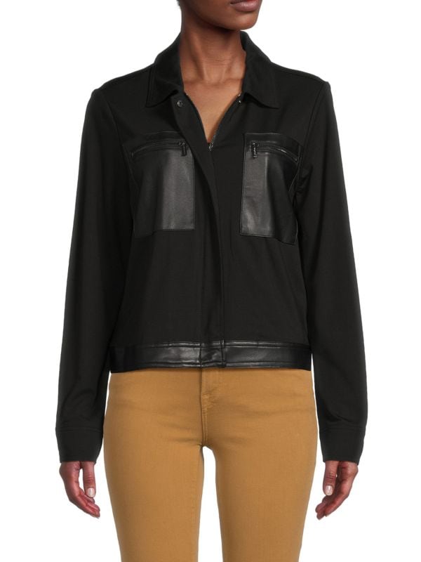 Куртка на молнии с отделкой из искусственной кожи Calvin Klein