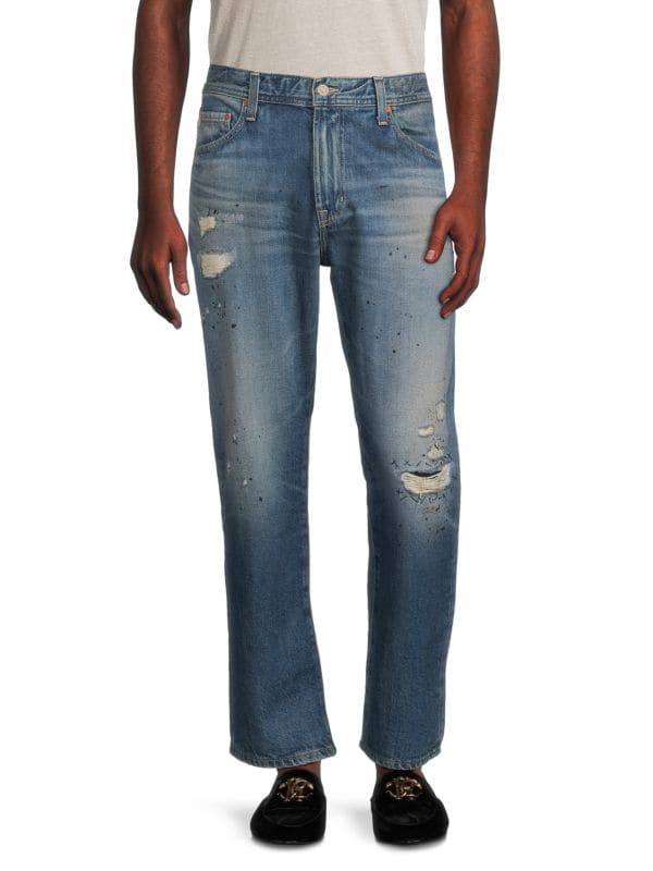 Свободные укороченные рваные джинсы AG Jeans