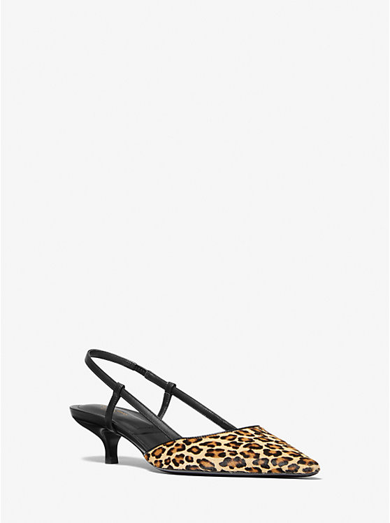 Туфли-лодочки Hallie с леопардовым принтом из телячьей шерсти MICHAEL KORS COLLECTION