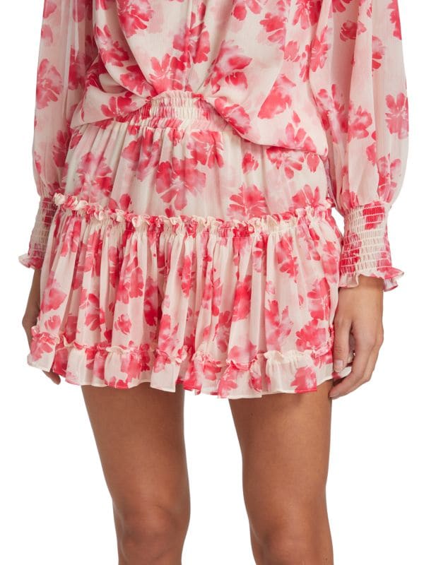 Мини-юбка Marion с цветочным принтом и рюшами MISA LOS ANGELES