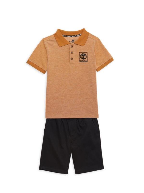 Комплект из двух предметов: рубашка-поло и шорты с логотипом для маленького мальчика Timberland