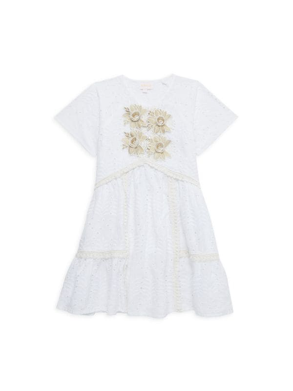 Кружевное платье с цветочной аппликацией для маленьких девочек и девочек Ranee's