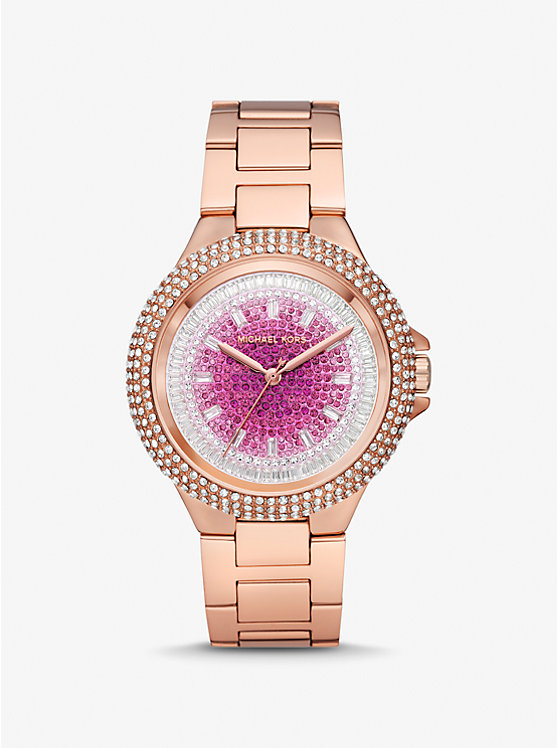 Крупногабаритные часы Camille Ombre Pavé с оттенком розового золота Michael Kors