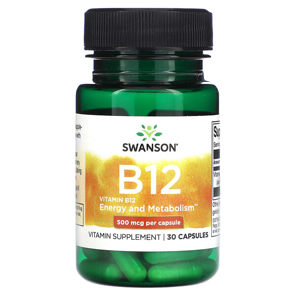 Витамин B12 - 500 мкг - 30 капсул - Swanson Swanson
