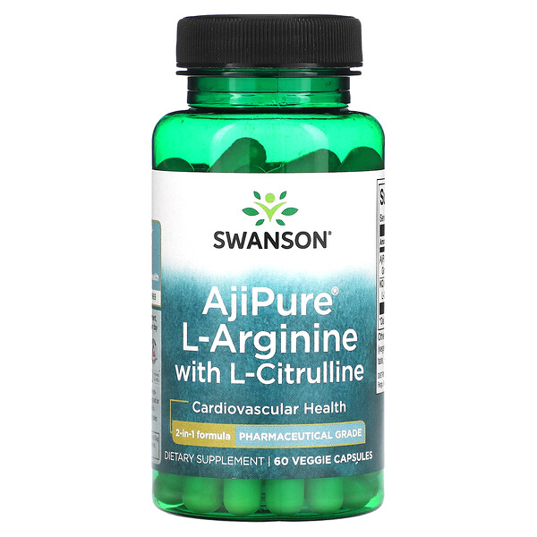 AjiPure L-аргинин с L-цитруллином, 60 растительных капсул Swanson