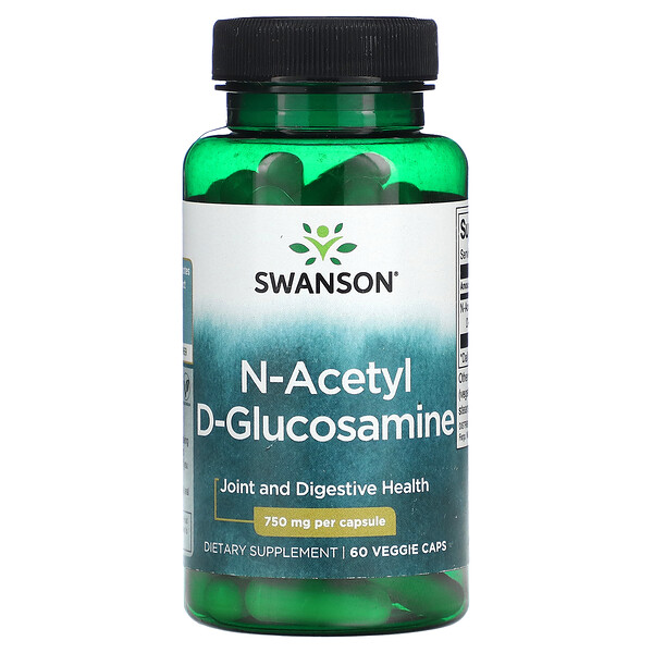 N-ацетил D-глюкозамин, 750 мг, 60 растительных капсул Swanson