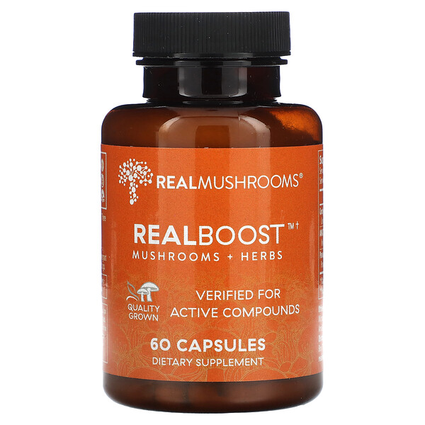 Realboost, Грибы + травы, 60 капсул Real Mushrooms