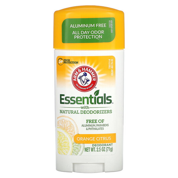 Essentials с натуральными дезодорантами, Дезодорант, апельсиновый цитрус, 2,5 унции (71 г) Arm & Hammer