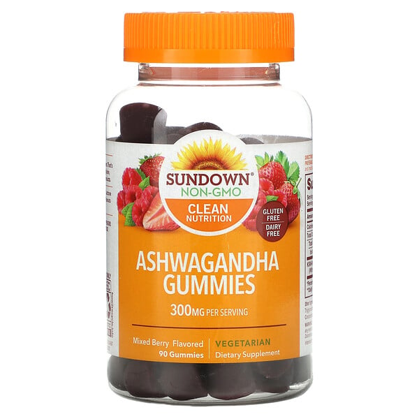 Ашваганда жевательные конфеты, со вкусом ягод, 150 мг, 90 жевательных конфет Sundown Naturals