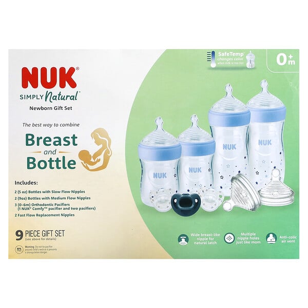 Simply Natural, Подарочный набор для новорожденных, от 0 месяцев, 9 предметов NUK