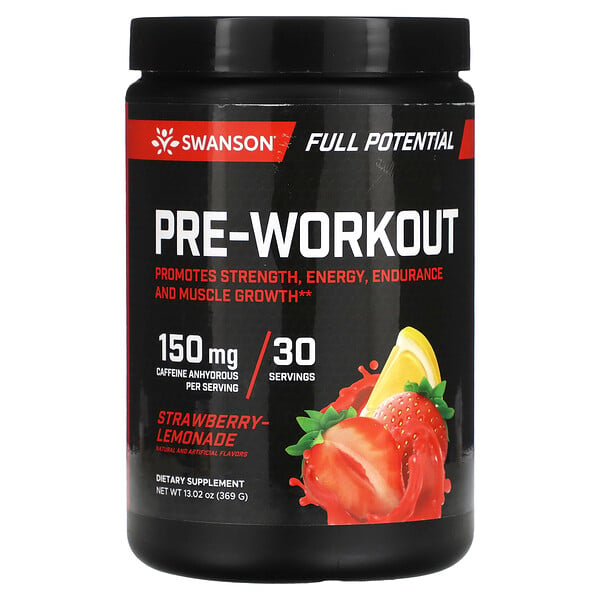 Pre-Workout, Strawberry-Lemonade , 13.02 oz (Унции) (369 g) Swanson