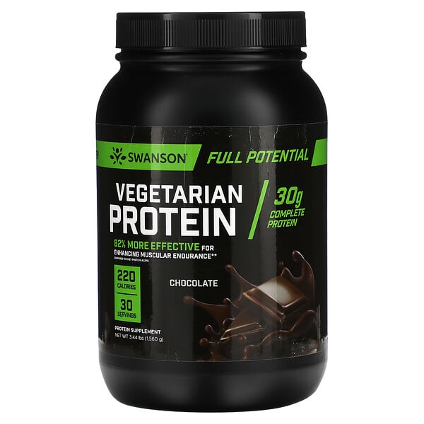 Vegetarian Protein Powder (Порошок), Chocolate, 3.44 lbs (1,560 g) Swanson