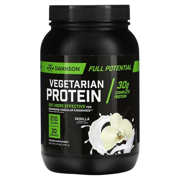 Vegetarian Protein Powder (Порошок), Vanilla, 3.17 lbs (1,440 g) Swanson