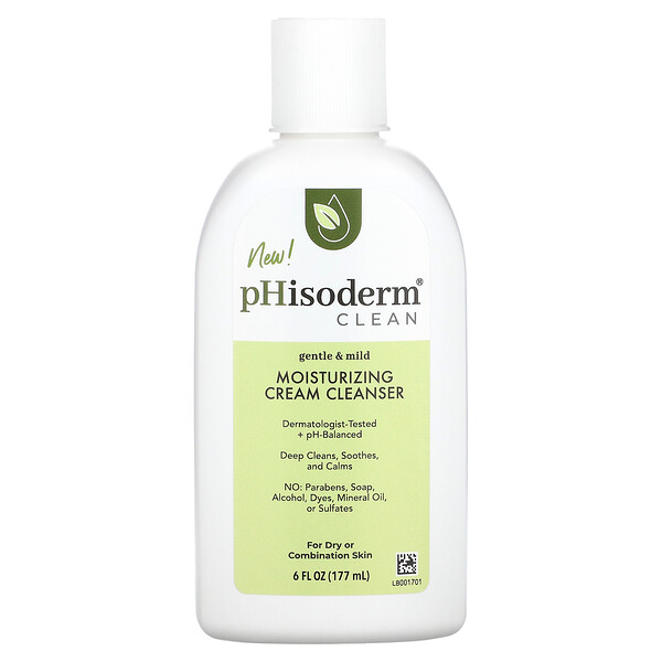 Clean, увлажняющий очищающий крем, для сухой или комбинированной кожи, 6 жидких унций (177 мл) PHisoderm