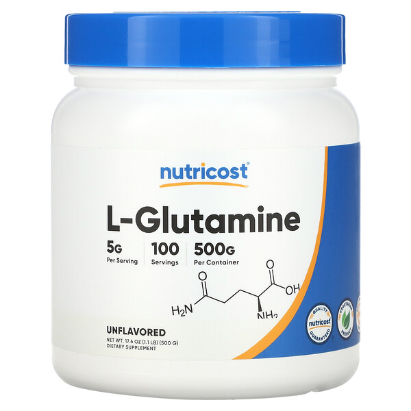 L-Glutamine, Unflavored, 1.1 lb, (500 g) Nutricost