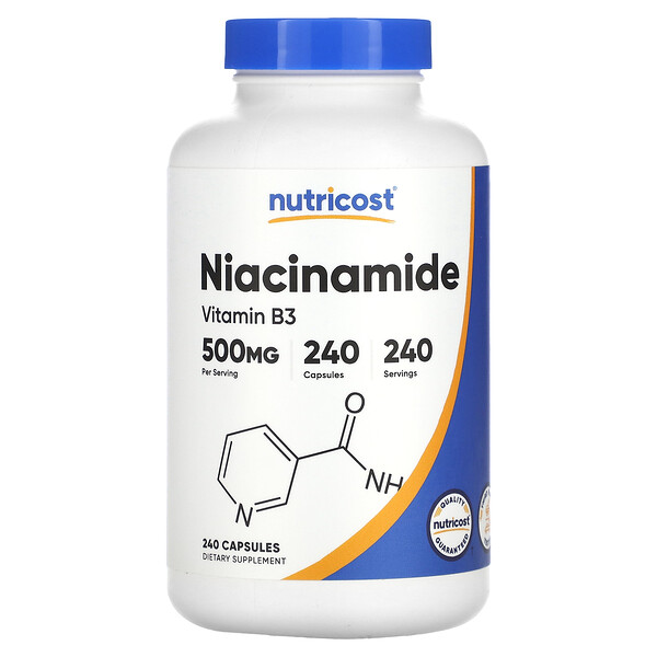 Ниацинамид - 500 мг - 240 капсул - Nutricost Nutricost