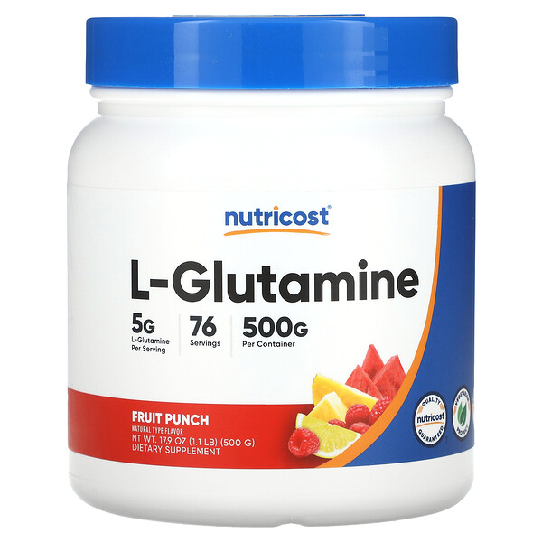 L-глутамин, фруктовый пунш, 1,1 фунта (500 г) Nutricost