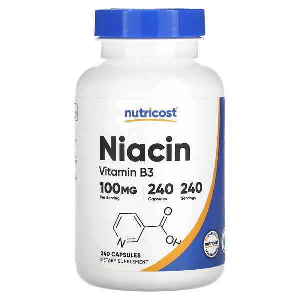 Niacin, 100 mg, 240 Capsules (Капсулы) Nutricost