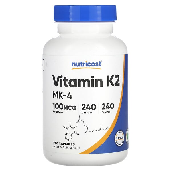 Витамин K2 - 100 мкг - 240 капсул - Nutricost Nutricost