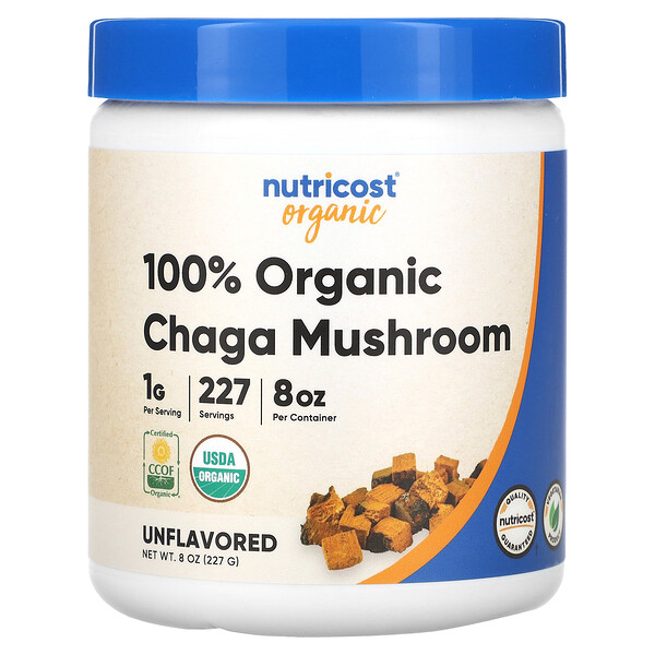 100% органический гриб чага, без вкуса, 8 унций (227 г) Nutricost