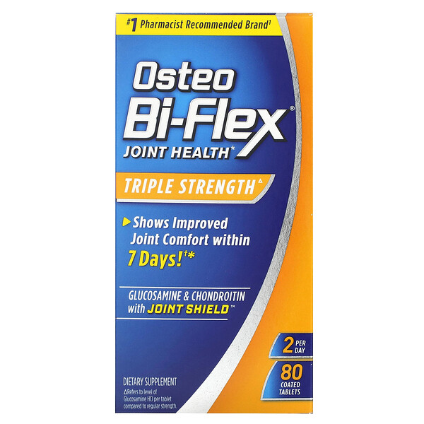 Глюкозамин и Хондроитин с Защитой Суставов, Тройная Сила - 80 покрытых таблеток - Osteo Bi-Flex Osteo Bi-Flex