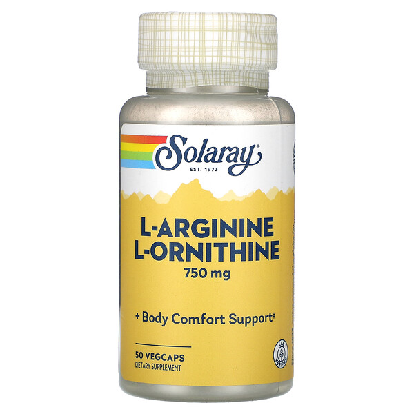 L-Arginine L-Ornithine, 750 mg, 50 VegCaps Solaray