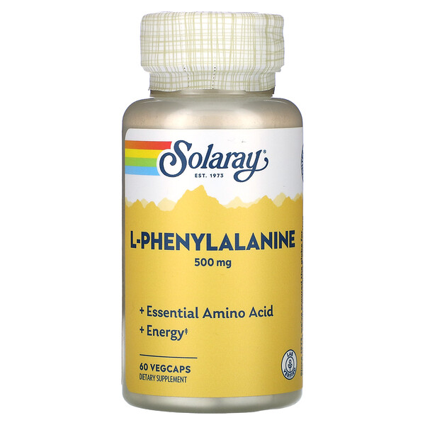 L-фенилаланин, 500 мг, 60 растительных капсул Solaray