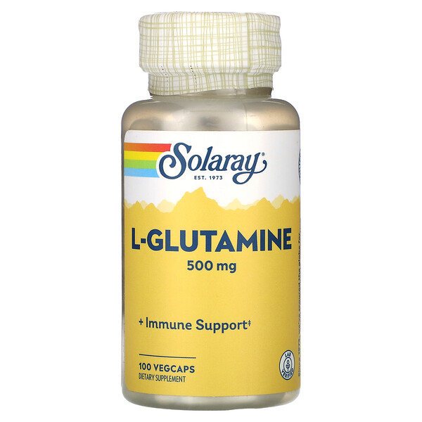 L-глютамин, 500 мг, 100 растительных капсул Solaray