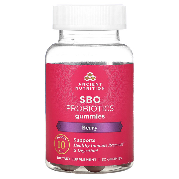 SBO Probiotics Gummies Berry, 5 миллиардов КОЕ, 30 жевательных конфет Dr. Axe / Ancient Nutrition