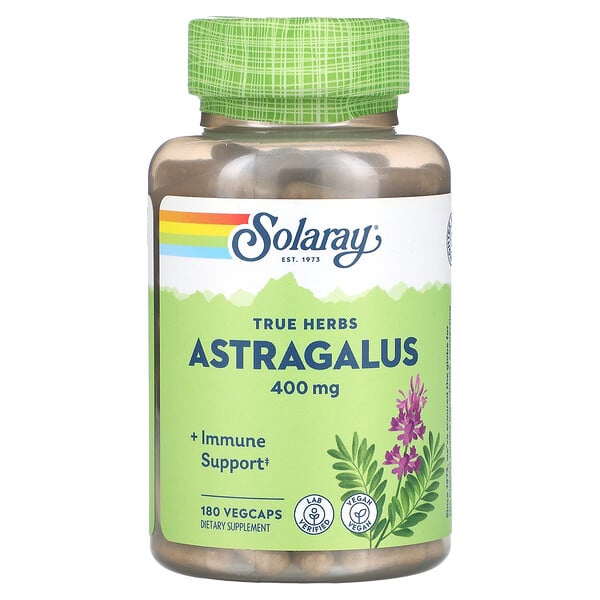 True Herbs, Астрагал, 400 мг, 180 растительных капсул Solaray