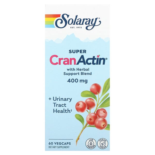 Super CranActin со смесью травяной поддержки, 400 мг, 60 растительных капсул Solaray