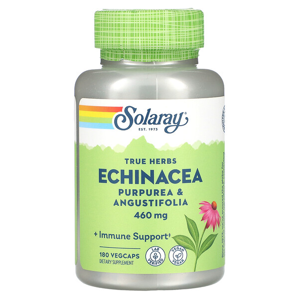 True Herbs, Эхинацея, 460 мг, 180 растительных капсул Solaray