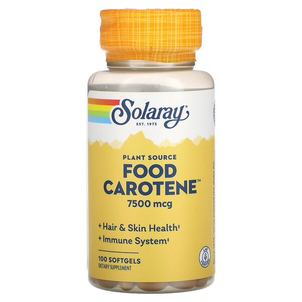 Пищевой каротин, 7500 мкг, 100 мягких таблеток Solaray