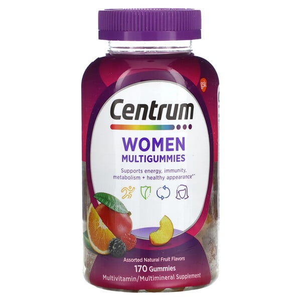 Женские мультивитамины в жевательных конфетах, Разнообразные натуральные фруктовые вкусы - 170 конфет - Centrum Centrum