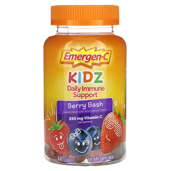 Kidz, Ежедневная поддержка иммунитета, Berry Bash, 250 мг, 44 жевательных конфеты Emergen-C