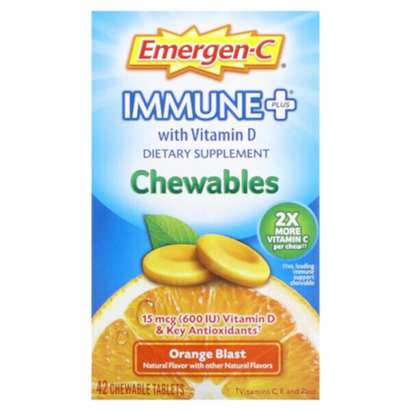 Immune Plus с витамином D, Orange Blast, 42 жевательные таблетки Emergen-C