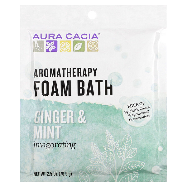 Пена для ароматерапии для ванн, имбирь и мята, 2,5 унции (70,9 г) Aura Cacia