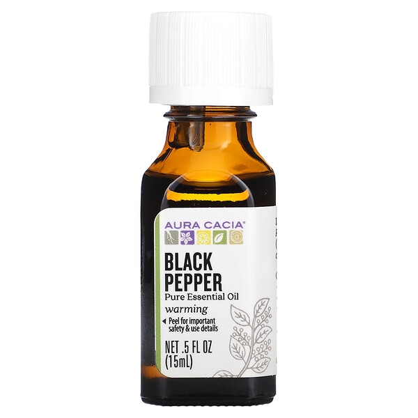 Pure Essential Oil, Black Pepper, 0.5 fl oz (15 ml) Aura Cacia