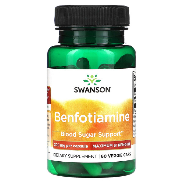 Бенфотиамин, Максимальная Сила - 300 мг - 60 растительных капсул - Swanson Swanson