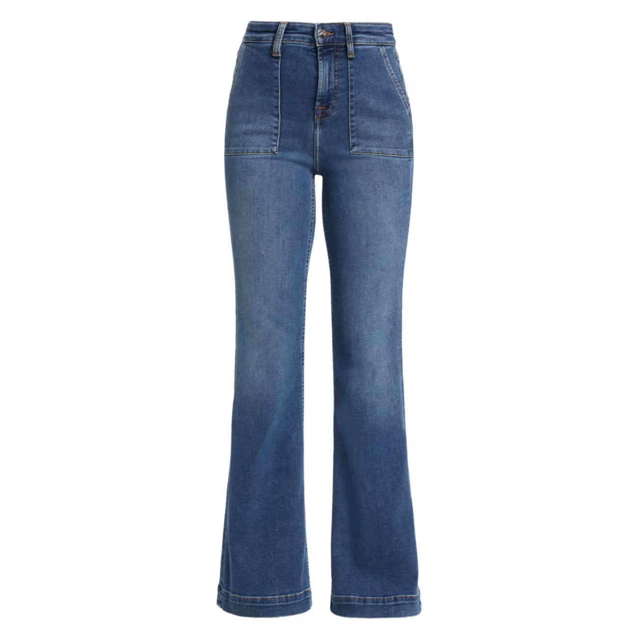 Расклешенные джинсы с высокой посадкой и накладными карманами JEN7