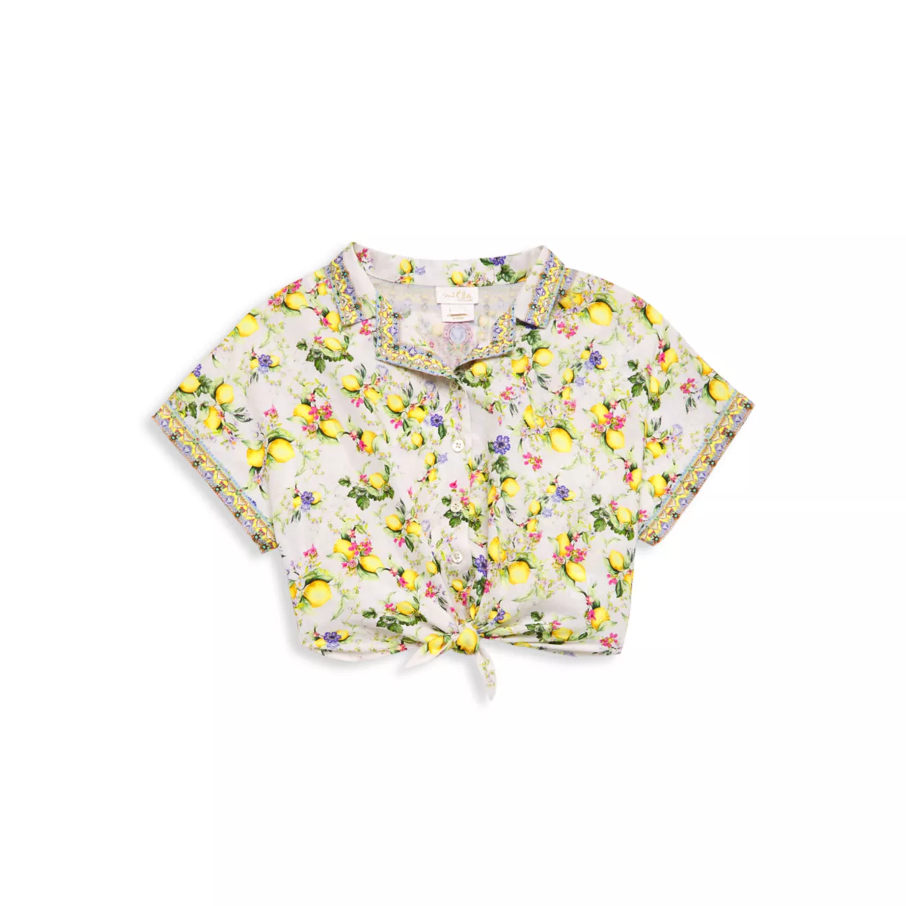 Детская Рубашка Camilla Лимонная Укороченная С Завязкой Спереди Camilla
