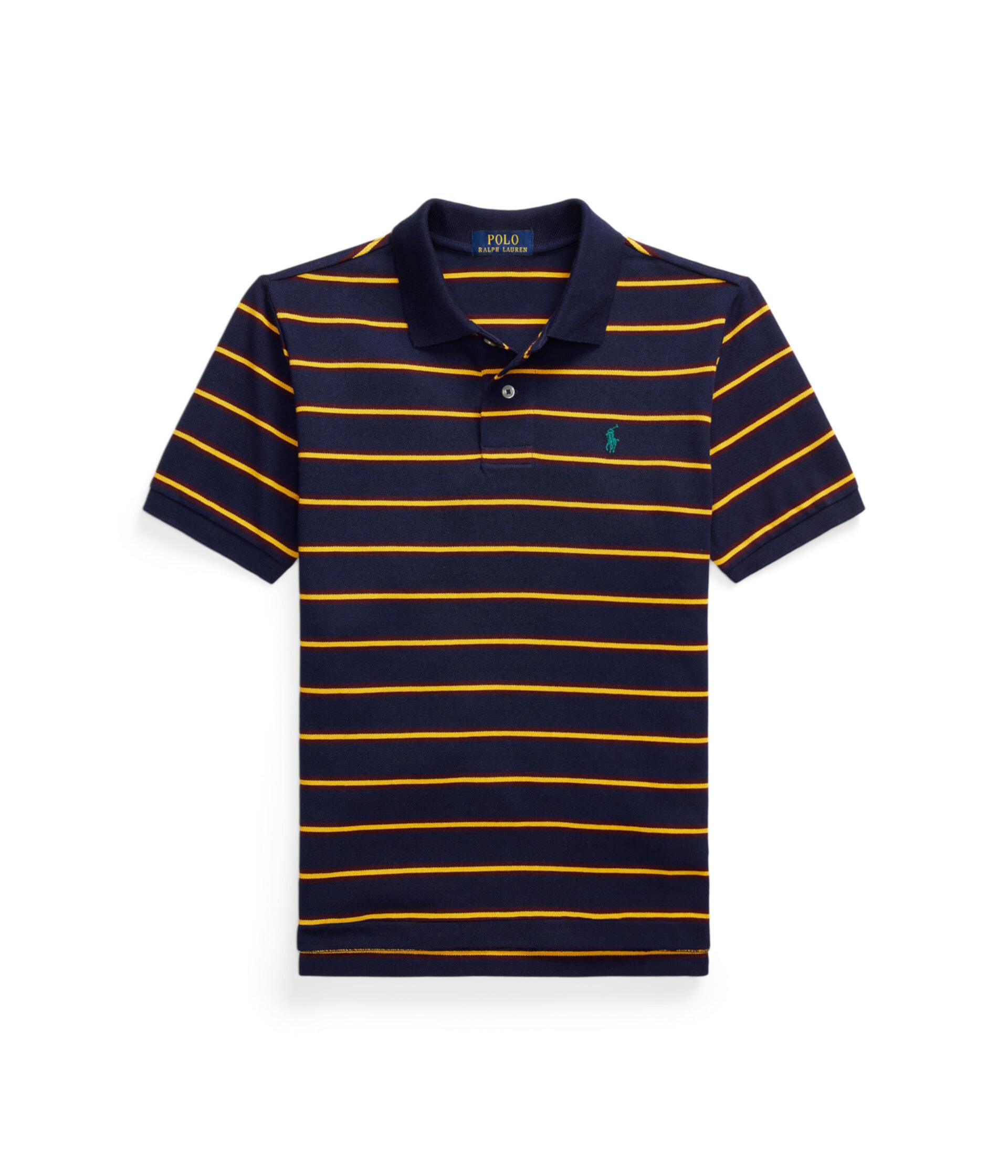 Рубашка-поло из хлопковой сетки в полоску (для больших детей) Polo Ralph Lauren