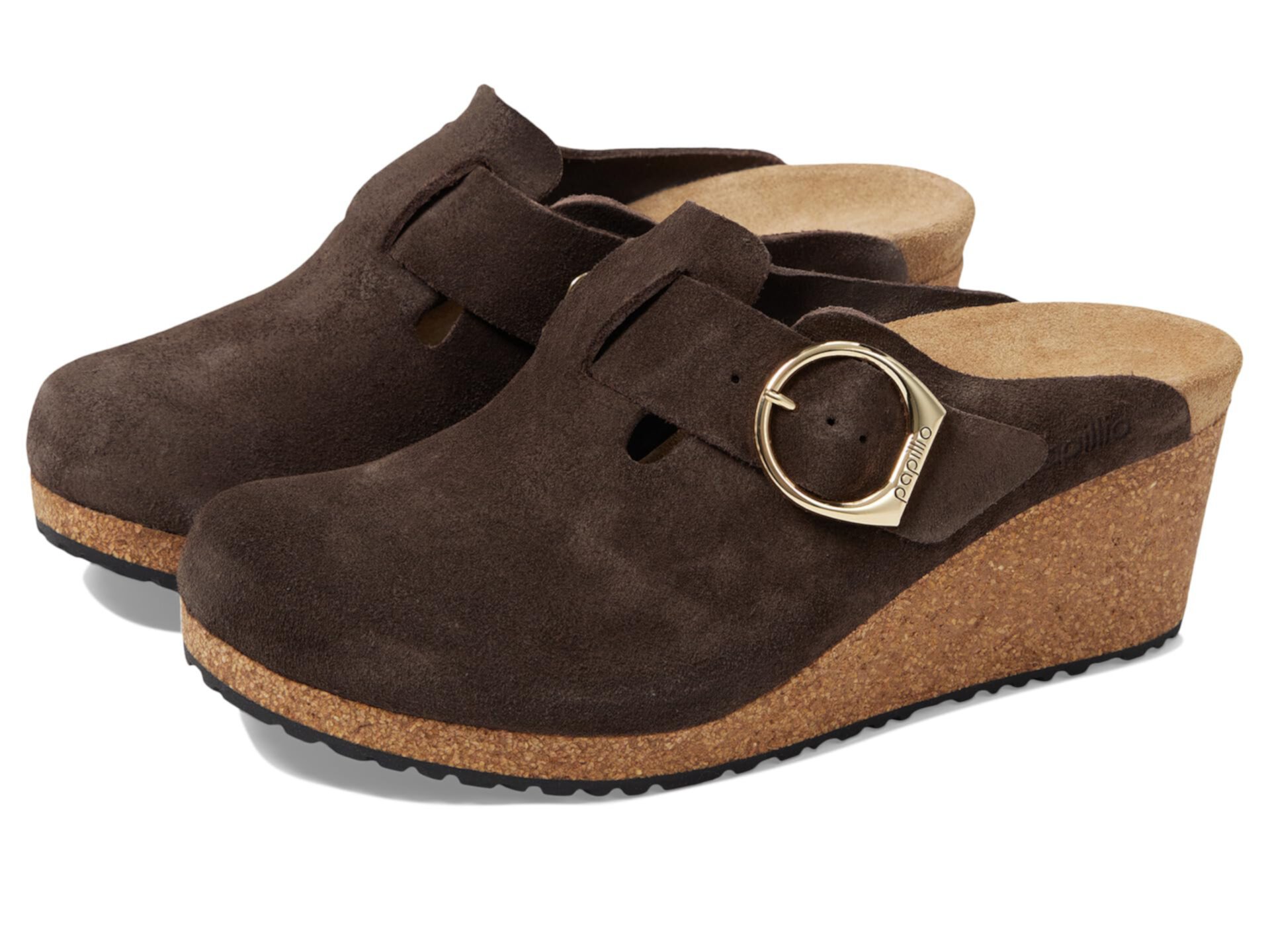 Замшевые туфли-клоги Papillio от Birkenstock Fanny Wedge с анатомической стелькой и комфортным каблуком Birkenstock