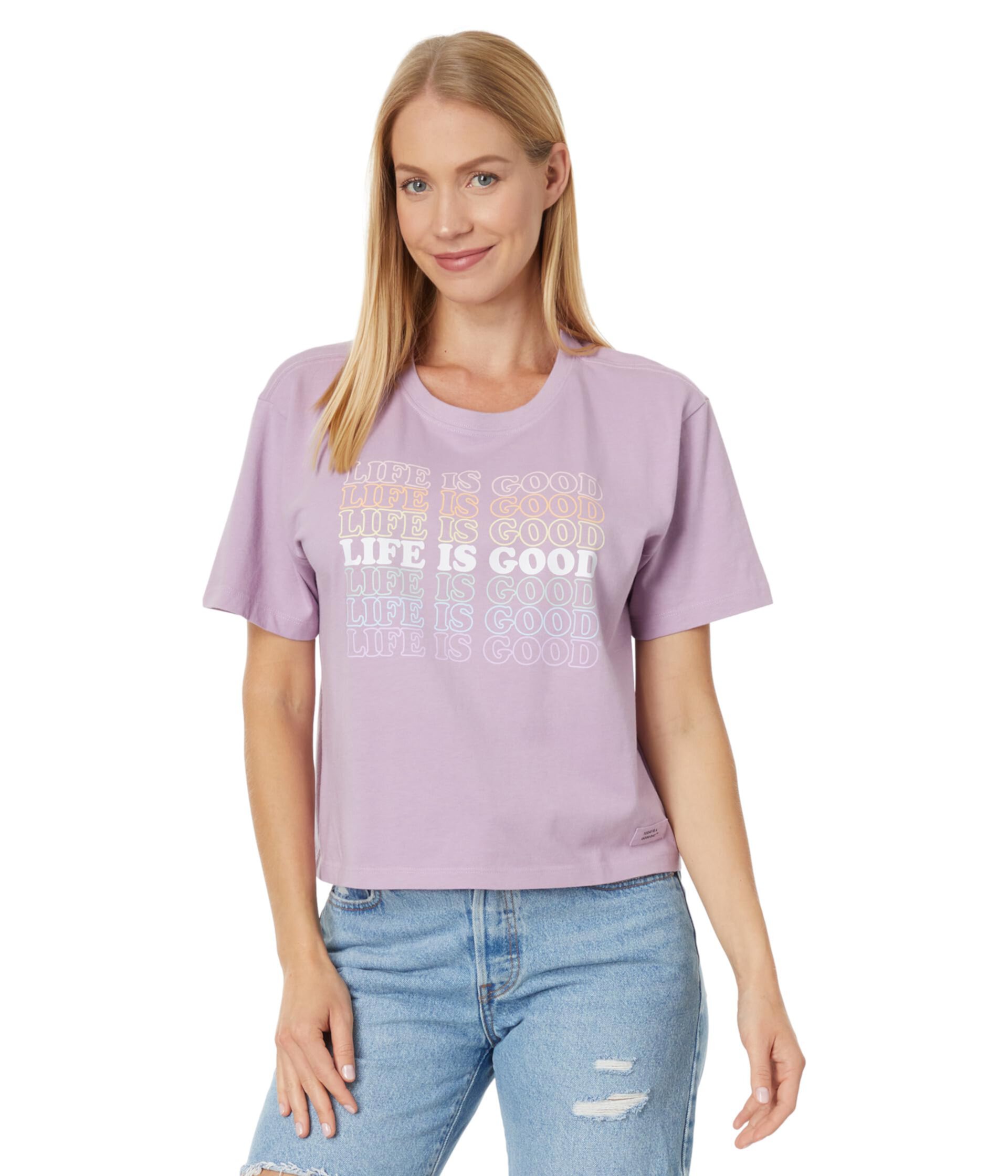 Футболка с коротким рукавом Life is Good Lig Stack Rainbow из 100% хлопка Life is Good