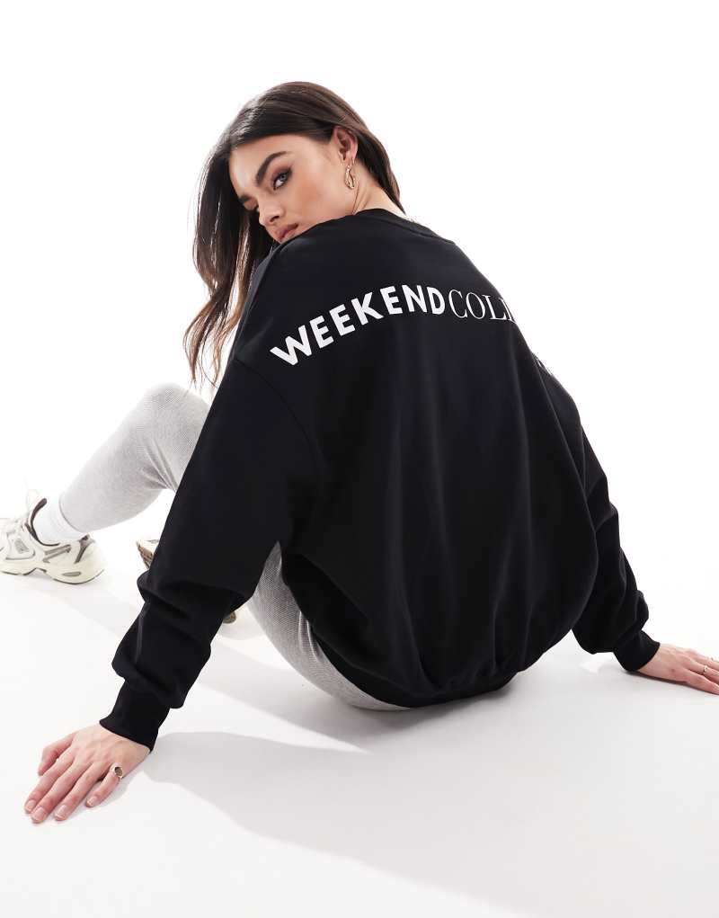 Свитшот ASOS Weekend Collective оверсайз черный с крупным логотипом на спине ASOS Weekend Collective