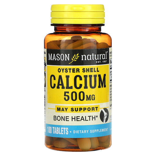 Oyster Shell Calcium, 500 mg, 100 Tablets (Таблетки) Mason Natural