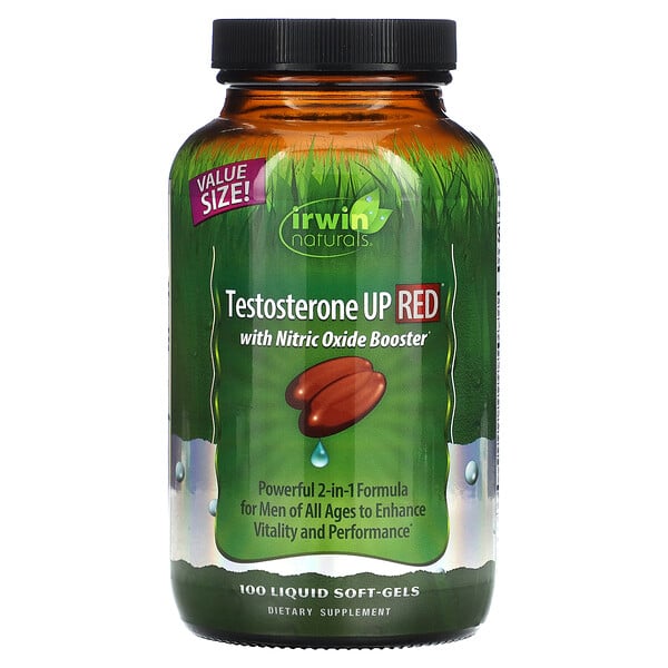 Testosterone UP Red with Nitric Oxide Booster, 100 Liquid Soft-Gels Irwin Naturals