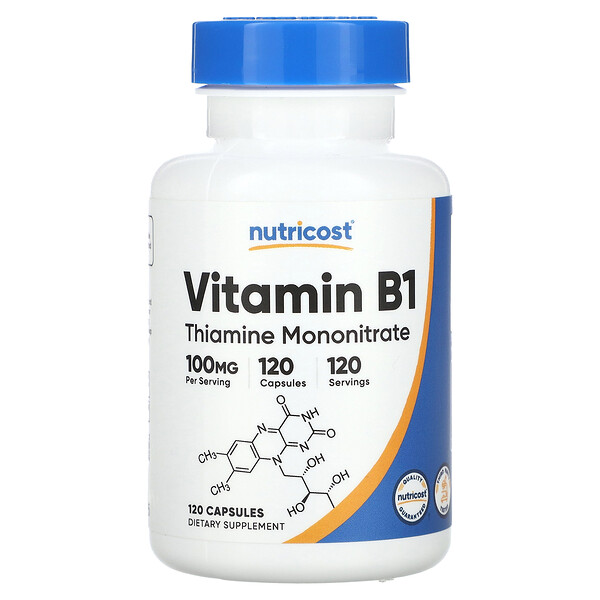 Витамин B1, 100 мг, 120 капсул Nutricost